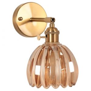 LIGINOK Applique Murale Vintage Fleur Lampe Murale avec Abat-jour en Verre et Interrupteur Rotatif E27 Luminaire Murale Int&eacute;rieur pour Chambre Salon Cuisine Couloir(Ambre) (LIGINOK Lighting, neuf)