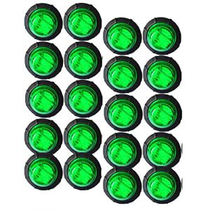 Etomvoop Lot de 20 ampoules rondes 12 V/24 V, indicateurs de position avant, arri&egrave;re et lat&eacute;raux LED de 3/4 pouces, feux de position super lumineux pour camion, remorque, caravane, autobus (vert) (readyeu, neuf)