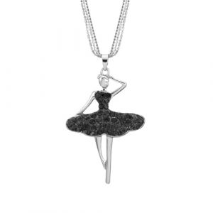 Collier pendentif danseuse ballet, Collier à pendentifs, pour danseuse classique Bijoux pour adolescents et amies, filles en zircon charmant, cadeau bijoux représentant une ballerine en tutu, noir (Thuranda OÜ, neuf)