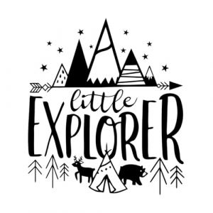Décoration de chambre d'enfant Little Explorer Design Stickers muraux Ours avec tentes Autocollant mural en vinyle Aventure pour enfants-L-57x65cm-Black (LIUJIAHAO Sticker, neuf)