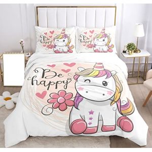 SHUAIG Housse de Couette Licorne pour Les Chevaux 3D Printing, Enfants en Lin Set Animal Licorne Moteur Microfibre Couverture de lit Ensemble (U3, 220x240cm) (WEIYAN-OUZHOU, neuf)