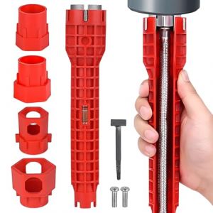 Outil de Cl&eacute; de Robinet 8 en 1, Cle pour Robinet Evier, Installateur de Cl&eacute; d'&eacute;vier, pour Cuisine Salle De Bain pour Cuvette De Toilettes Cuisine Plomberie,cl&eacute; plate &agrave; cliquet (Yomkioer, neuf)