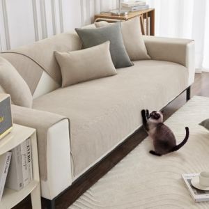 DUJUIKE Housse de canap&eacute; antid&eacute;rapant, Housse canape d'angle, Housse de canap&eacute; en Chenille, Housse de canap&eacute; 2/3/L Places, Housses de Protection de Dossier d'accoudoir(Blanc,90x210cm, 1 pi&egrave;ce) (Sh-eu, neuf)