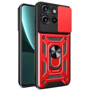 HONLEN Coque Convient pour Motorola Moto G15 / Motorola Moto G15 Power (6.72" inches), Étui PC Armor Ring Stand avec Base Magnétique - Rouge (HONLEN, neuf)
