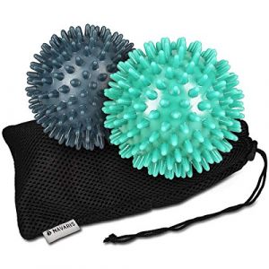 Navaris Balle de massage - Lot de 2 balles de massage à picots Ø 8cm rigidité moyenne et dure - Boule avec picot sport fitness pilates relaxation (KW-Commerce, neuf)