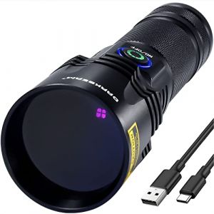 DARKBEAM Lampe Torche UV 365nm Puissante Lumi&egrave;re Noire, LED Lampe Wood 20W Rechargeable USB C Portable, Lampes de Poche Ultraviolette D&eacute;tecteur d'Urine, Fuite U&eacute;tection, Durcissement en R&eacute;sine, B14 (DARKBEAM, neuf)