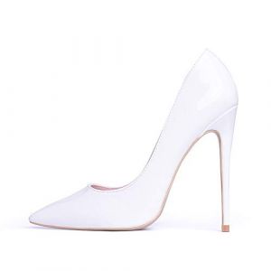 Zhabtuc Femme Escarpins Hauts Pointus Talon Aiguille Sexy Mariage de Fête Stiletto Soir Fête Chaussures 12CM Blanc，Taille 41 EU (Tiance, neuf)