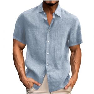 Chemise en Lin Homme Manches Longues Été Coton Chemises Henley Shirt de Couleur Unie Leger Respirant Casual de Plage Chemise en Lin Marron Foncé avec Manches Longues Col Mao Homme Respirant Haut Tops (⭐⭐⭐⭐⭐AEGJEGVD⭐⭐⭐⭐⭐, neuf)