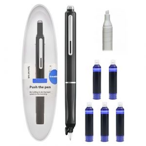 Générique Stylo-Plume Rétractable : 0,38 mm, Encre Bleue Et Noire, Corps du stylo de couleur, 5 cartouches D’encre Rechargeables Incluses. Pour Une écriture (Noir, Bleu effaçable) (huangshanshijingmiaomiaodianzishangwuyouxiangongsi, neuf)