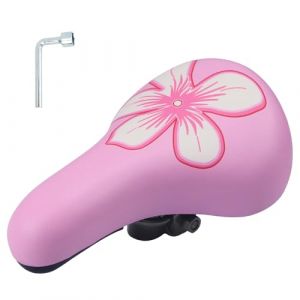 Selle de v&eacute;lo pour enfant &ndash; Si&egrave;ge de v&eacute;lo extra doux et imperm&eacute;able pour gar&ccedil;on/fille &ndash; Rembourrage antid&eacute;rapant, large coussin de v&eacute;lo Dual Shock pour VTT de 12 14 16 18 20 pouces (grande fleur rose) (MEGHNA-EUROPE, neuf)