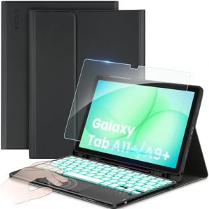 CACOE &Eacute;tui Clavier Compatible avec Samsung Galaxy Tab A11 Plus / А9 Plus 2025/2023 11 Pouces avec Pav&eacute; Tactile, &Eacute;clairage 7 Couleurs Clavier AZERTY sans Fil Amovible, Noir (VICLE STORE, neuf)