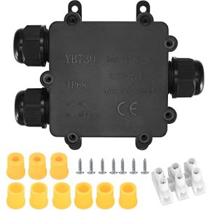 Boîte de Jonction étanche IP68, 3 Voies Boîte de Dérivation Etanche Electrique Exterieur, Connecteurs de Câble pour Cable Diamètre 3-8mm & 9-14mm (XinJiHuiKeJi, neuf)