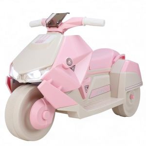 MAMIZO Moto &eacute;lectrique Enfant, Tricycle &eacute;lectrique &agrave; Double Moteur, 92 x 42 x 56 cm, avec Musique, p&eacute;dales, Phare, Port USB, 3 km/h, Max 30 kg, pour Enfants 3-6 Ans, Rose (BRT Store, neuf)