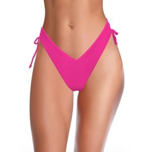 SHEKINI pour Femme Coupe Haute avec Cordon de Serrage String Br&eacute;silien Bas de Bikini de Plage Slip de Bain Maillots de Bain D'&eacute;t&eacute;（XL，Rose Fluorescent） (DODO BIKINI, neuf)