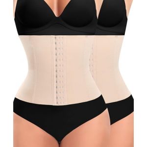 Gaine Amincissante Ventre Plat Femme Invisible Corset Minceur Waist Trainer Serre Taille Body Sculptant (Beige+Beige,XS) (YARRCO, neuf)