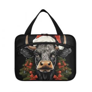 Linnyio Tête De Vache Motif De Noël Trousse de Toilette de Voyage Suspendue Maquillage,Grande Capacité Pliable Rangement Sacs de Lavage pour Femmes Filles (Linnyio, neuf)