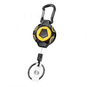 MNGARISTA Porte-clés rétractable renforcé, rétraction 283,5 g, cordon inox 80 cm, porte-badge mousqueton, enrouleur de badge avec sangle de badge et porte-clés (Baystone, neuf)