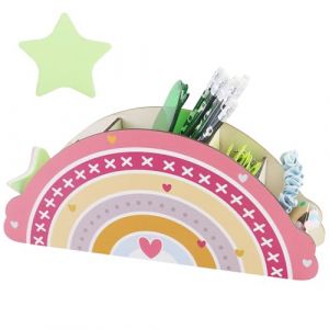 Organisateur de bureau arc-en-ciel - Porte-crayons pour enfants - Organiseur de bureau en bois - Pot &agrave; crayons - Convient pour la bo&icirc;te &agrave; crayons pour enfants et l'organisation de salle de classe (RANDAL MCKEOWN LTD, neuf)