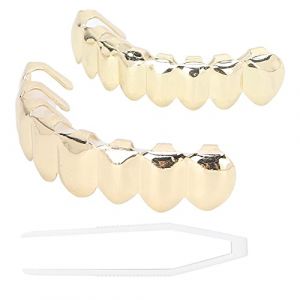Orthèse de Fausses Dents Dorées en Alliage Hip Hop, Design Décorez et Protégez Vos Dents, Convient pour Halloween, Hip Hop, Spectacles et Fêtes (dazzlingly beautiful, neuf)