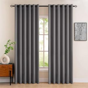 MIULEE Rideau Occultant Largeur 200 CM Lot de 2, Gris Rideau Thermique Anti Chaleur Fenetre à Oeillets pour Chambre Salon Rideaux Opaque, Rideaux Grande Largeur Decoration Maison Interieur 200x245 (MIULEE HOME, neuf)