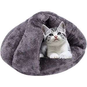 Panier pour Chien Chat Triangle Coussin Douillet Chiot Peluche Lit de Couchage Chat Hiver Automne Dodo Chien Epais Moelleux Couffin Chat Chaud Maison Intérieur Lit pour Animaux de Compagnie Lavable (QICHENGUK, neuf)