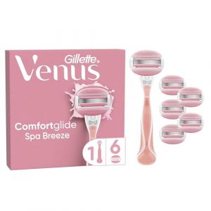 Gillette Venus Rasoir Pour Femmes ComfortGlide Spa Breeze, Manche R&eacute;utilisable, 6 Cartouches De Recharge A 3 Lames, Rasage Sans Besoin De Gel A Raser, Barres Parfum&eacute;es 2-en-1, Rasoir Mousse Et Rase (Prohagen - Online - Handel, neuf)