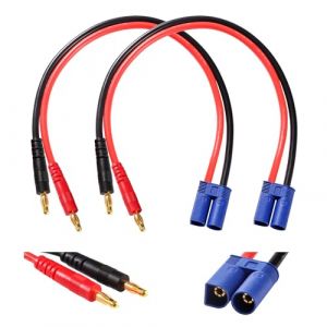YIXISI 2 Pi&egrave;ces EC5 &agrave; 4.0 Banane Plug RC C&acirc;ble de Charge de la Batterie, Connecteur EC5 &agrave; 4mm Fiche Banane avec 30cm 12AWG C&acirc;ble en Silicone, pour RC H&eacute;licopt&egrave;re Quadcopter Lipo Batterie (YXS-DE, neuf)