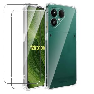 MEMELOKA Coque pour Fairphone 6 avec 2 Pi&egrave;ces Verre Tremp&eacute;, Anti-Rayures TPU Flexible Transparent avec Coin Renforc&eacute;, Antichoc &Eacute;tui de Protection Fairphone 6 (YDX-FIRST, neuf)