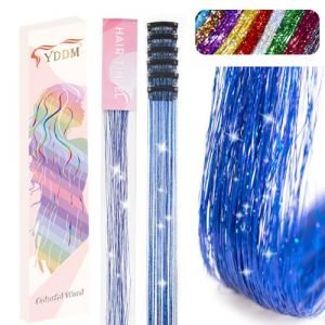 YDDM 12 Pcs Clip in Hair Tinsel Glitter Tinsel Hair Extensions MèChe De Cheveux à Clipser Rajout Cheveux Meche Cheveux Enfant Fille Hair Accessories Women Girls Kids Gift Tinsel Fairy Hair Extension (YDDM Hair, neuf)