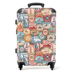 NoBoringSuitcases.com® Valises Grandes Tailles legeres, Bagages en soutes Avion 20-23kg, Cadenas TSA, Moyenne, 65-75 cm rigides, 4 Roues pivotantes à 360 degrés, Destinations de Voyage (NoBoringSuitcases, neuf)