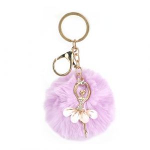 Porte-Cl&eacute;s Mignon, Porte-Cl&eacute;s Danseur En Cristal, Pendentif Boule De Poils Violet, D&eacute;coration De Sac De Mode Exquise, Cadeau De Bal, Cadeau D'amiti&eacute; (LCLYX, neuf)