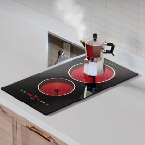 Argyolas 2 dalles chauffables à deux feux pour cuisiner, cuisinière à deux anneaux électrique de 3000 W Domino plaque de cuisine 230 V à insérer, cuisine infrarouge intégrée (JingChang Home, neuf)