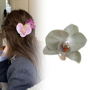 Pinces à cheveux fleur d'orchidée papillon, épingle à cheveux orchidée papillon bohème, pinces à cheveux élégantes fleur d'orchidée artificielle en soie, pinces à cheveux fleur for femmes (Color : 1 (Tong Ting Official Store, neuf)