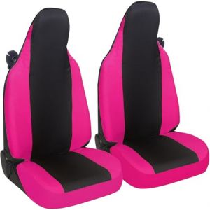 Susy Shop Housses de siège auto compatibles pour Smart fortwo, 450 451 et 453, lot de 2 housses avant, tissu polycoton (noir/fuchsia) (Susy Shop, neuf)