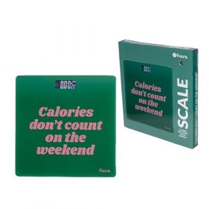 Fisura - Pèse-personne numérique "calories don't count". Pèse-personne en verre. Balance électronique jusqu'à 180 kg avec précision de 50 g, technologie Step-On. 30 x 30 cm. (FISURA, neuf)