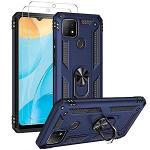 FMPCUON Coque pour Huawei Nova 5T/Honor 20 avec 2 Verre Tremp&eacute;, Anneau Support Militaire Anti-Chute Renforc&eacute;e Bumper Antichoc TPU Souple et PC Rigide Protection Etui Bleu (FMPCUON-EUR, neuf)