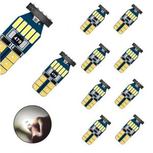 YOUNLEN 10 Pieces W5W T10 194 LED,canbus sans erreur,DC12V,3W,320LM,puces 15 SMD 4014,6500K pour voiture,168 ampoule LED,&eacute;clairage int&eacute;rieur de voiture,LED interior car lights,plafonnier (YOUNLEN Store, neuf)