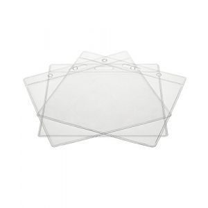 CKB LTD Lot De 100 claire horizontal porte badge transparent en plastique porte-cartes etanche pour d'identit&eacute; &eacute;tiquette pour nom, Carte &Eacute;cole D'&eacute;tudiant, Carte de Visite 118 x 110mm Holds 115 x 95mm (CKB_LTD, neuf)