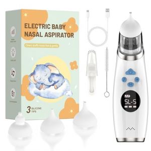 Mouche Bebe Electrique, Mouche nez B&eacute;b&eacute; confort 5 niveaux d'aspiration mouche-b&eacute;b&eacute; 3 tailles Embout musique et lumi&egrave;re apaisantes affichage LED portable (zhongkejiaxinguangdongjiansheyouxiangongsi, neuf)