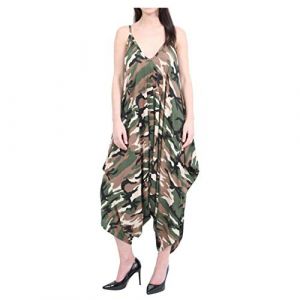 WearAll Lagenlook Lagenlook Baggy Baggy Sarouel Combinaison Robe Top Combishort Cami 38-48, armée, taille unique (WearAll, neuf)