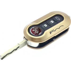 Nordecco Coque de protection pour cl&eacute; Fiat 500 &ndash; compatible avec 500, 500C, 500L, Abarth, Grande Punto, Brava, Panda, Stilo, Linea &ndash; Fonction Flip &agrave; 3 boutons (Or) (NORDECCO, neuf)