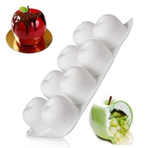 CUEMOON Moule en Silicone 3D en Forme de Pomme, Moule &agrave; G&acirc;teau en Silicone avec 8 Cavit&eacute;s, pour la Pr&eacute;paration de Bombe Chocolat Chaud, G&acirc;teaux, Gel&eacute;e, Mousse &agrave; la Coupe (CUEMOON, neuf)