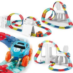 Circuit Voiture Enfant 184 Pcs -Jouets de Piste de Course,Voiture Enfant Jeux Cadeaux,Cars Jouet Cadeau Garcon Fille 2 3 4 5 6 Ans (Gongchen-eu, neuf)