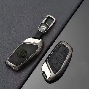 OTJSM Auto Coque de Cl&eacute; pour MG EHS 2019-2024, Coque Protection Cl&eacute; en Cuir Etui a Cle Coque de Couverture avec Porte-Cl&eacute; Couvre Clef Accessoires de Voiture,A-Black 1 (yangchengyanlongbianlidian, neuf)
