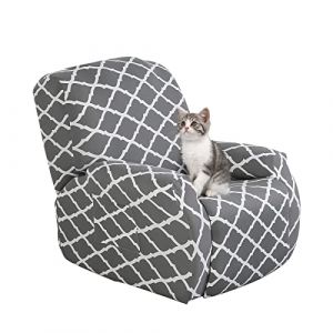 Jaotto Housse de Fauteuil Relax Extensible 1 Place, Housse de Fauteuil Relax Inclinable Electrique, Couverture de Chaise Canap&eacute; Relax avec Poche, Protecteur pour Fauteuil Inclinable,G&eacute;om&eacute;trie Grise (Jaotto, neuf)