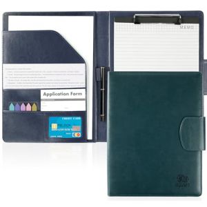 Agoer Porte-Document en Cuir A4 Premium avec Fermeture Magn&eacute;tique, Multifonctionnel Classeur &agrave; Clip en Cuir pour R&eacute;union, Bureau, &Eacute;cole - Bleu Marine (Agoer, neuf)