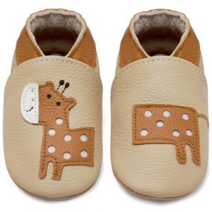 IceUnicorn Chausson Bebe Chausson Cuir Souple Bebe Garçon Fille Premiers Pas Chaussons Bébé(Beige Girafe, 2-3 Ans) (HelloTang, neuf)