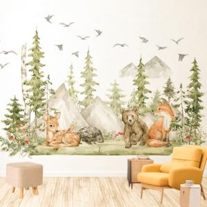 Stickers Muraux Enfant - Stickers Muraux Animaux de la Jungle Decoration Chambre Autocollant Mural Forêt Grand Arbre Stickers Animaux pour Chambre Salon Enfants Pépinière (kaiyijujiaxiaodian, neuf)