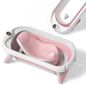 Baignoire Bébé Pliable XXL Avec Transat De Bain Pour Bebe & Thermomètre Intégré - Baignoire Enfant Avec Siege De Bain Pour Bebe - baignoire Bebe Sur Pied - Cadeau De Naissance Fille Ou Garçon (SUPERBE BEBE®, neuf)