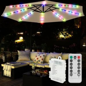 Lumières Solaires De Parapluie, Lumières De Parasol De Patio, 104 Led, 8 Modes, Éclairage De Parasol Solaire Avec Télécommande, Solaire Lampes Pour Parasol, Patio Umbrella String Lights (TRUST AND BU, neuf)